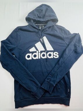 adidas Navy Blue Hoodie with White Logo